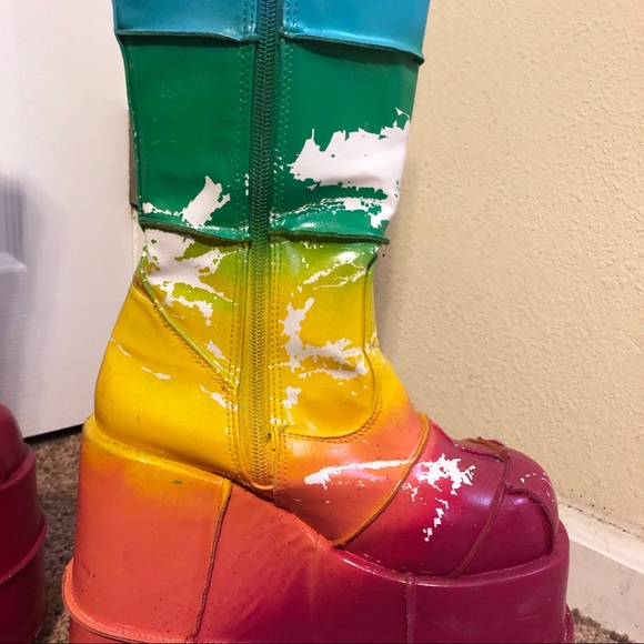 Rainbow platform boots rave festival gogo shoes - Picture 3 of 4